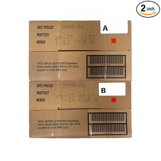 Wornick Meals Ready to Eat, 2025 Inspection Date or Better, Emergency Food Supply, Survival Camping Outdoor Meals 12 Pack (A & B Case Bundle, 2, Count)