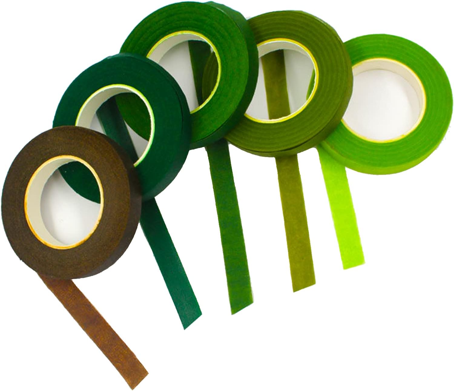 CCINEE 4 Pieces Floral Wire Tape For Stem Wrap (Green,Dark Green,White