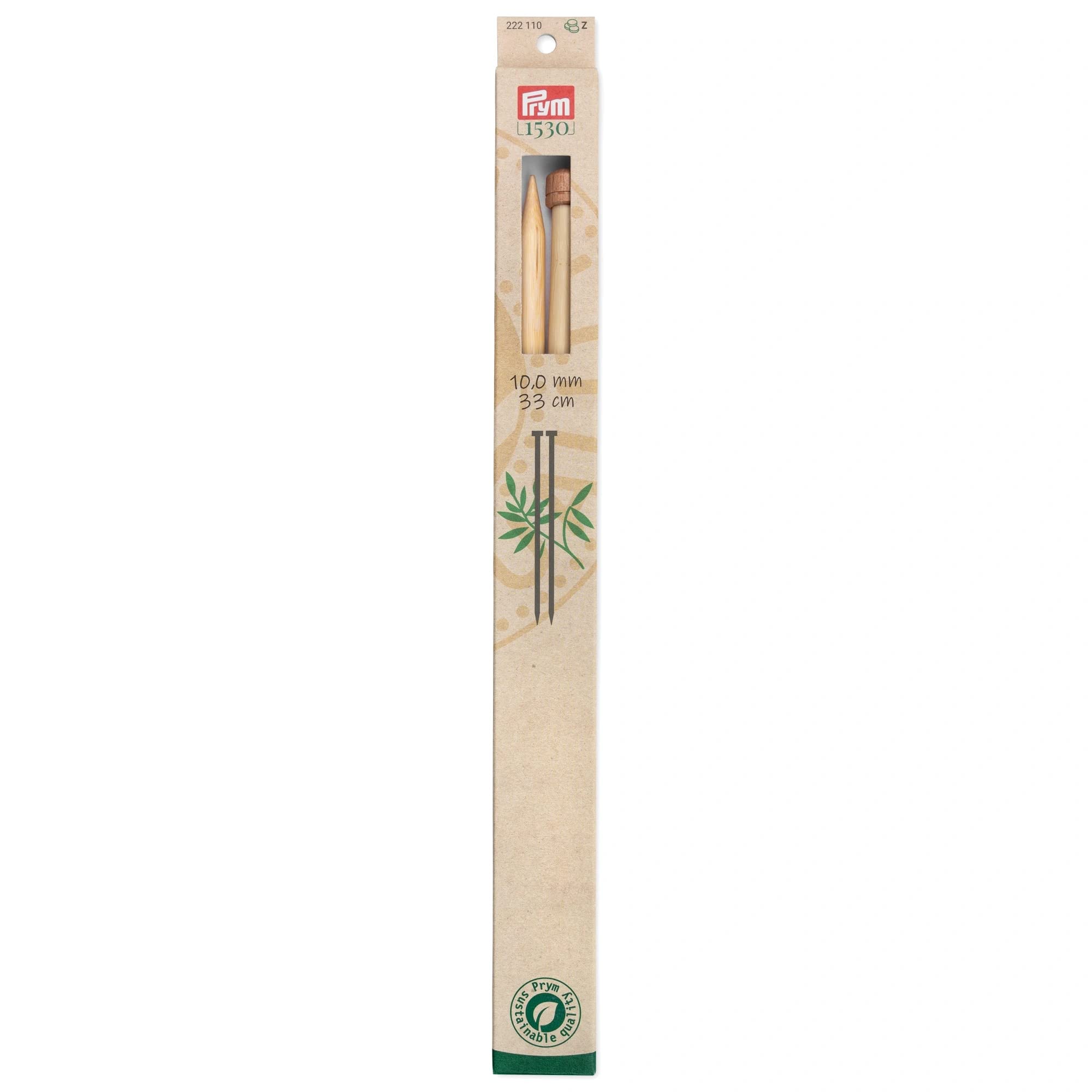 Prym Bamboo Knitting Needles US 15 (10mm) - 2 Count Single Point Natural