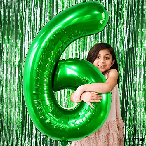 Image of KatchOn Giant Dark Green Number 6 Balloon - 40 Inch | 6 Birthday Balloon | 6th Birthday Decorations | 6 balloons for Birthday | Six Balloon Number | 6 Year Old balloon for 6 Year Decorations