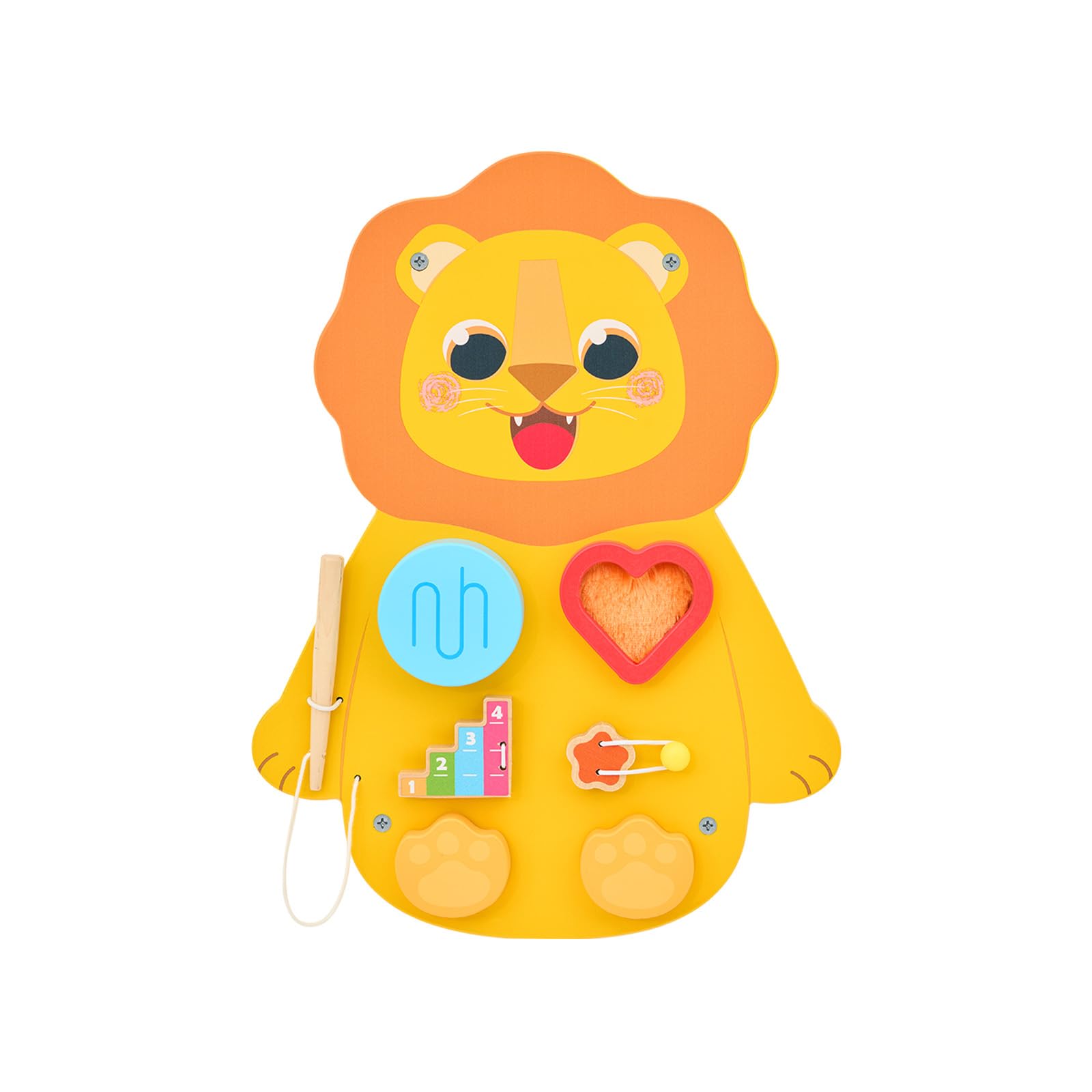 Monläurd® Wooden Lion Sensory Wall Toy, Busy Board for Toddlers, Montessori Sensory Wall Panel for Kids, Ideal for Classroom, Playroom & Daycare, Wall Activity Board