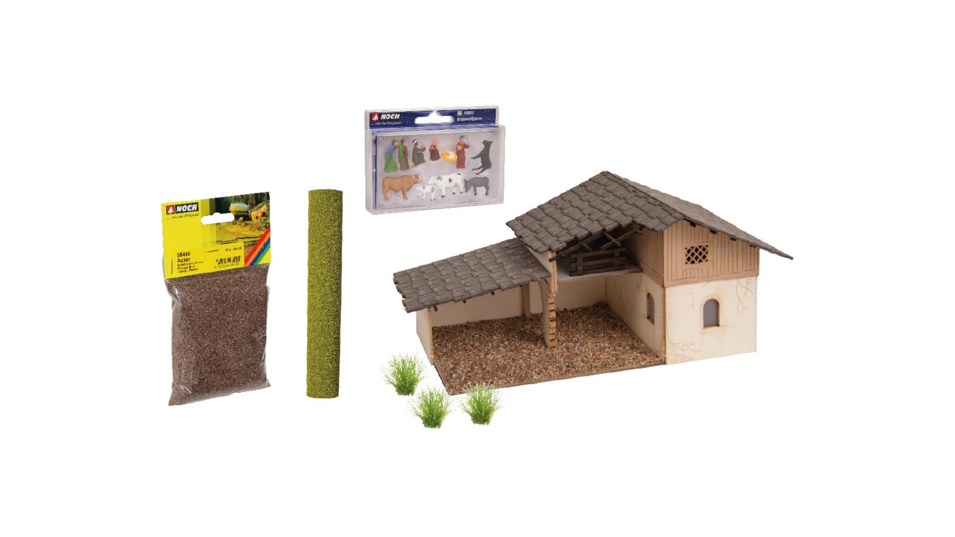 NOCH Themen-Set „Weihnachtskrippe“, Modellbau Krippe, inkl. Figuren und Zubehör für die Spurweite H0, ideal zum Basteln und Dekorieren