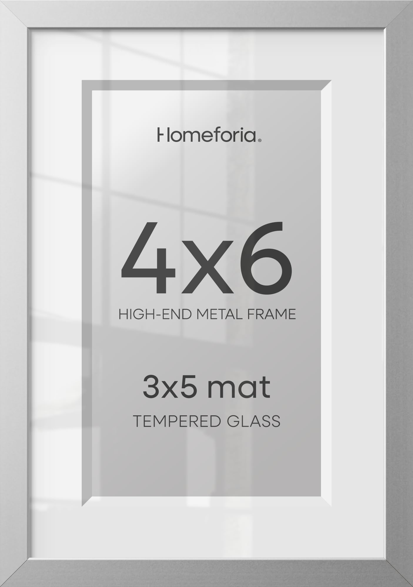 Homeforia 4x6 Silver Picture Frame, High-End Metal, 3x5 Mat, Glass | High End Aluminum, Tempered Glass, Acid-Free 3x5 Removable Mat, 4x6 in Edge-to-Edge Display 6x4, Wall Kit, Set Of 3