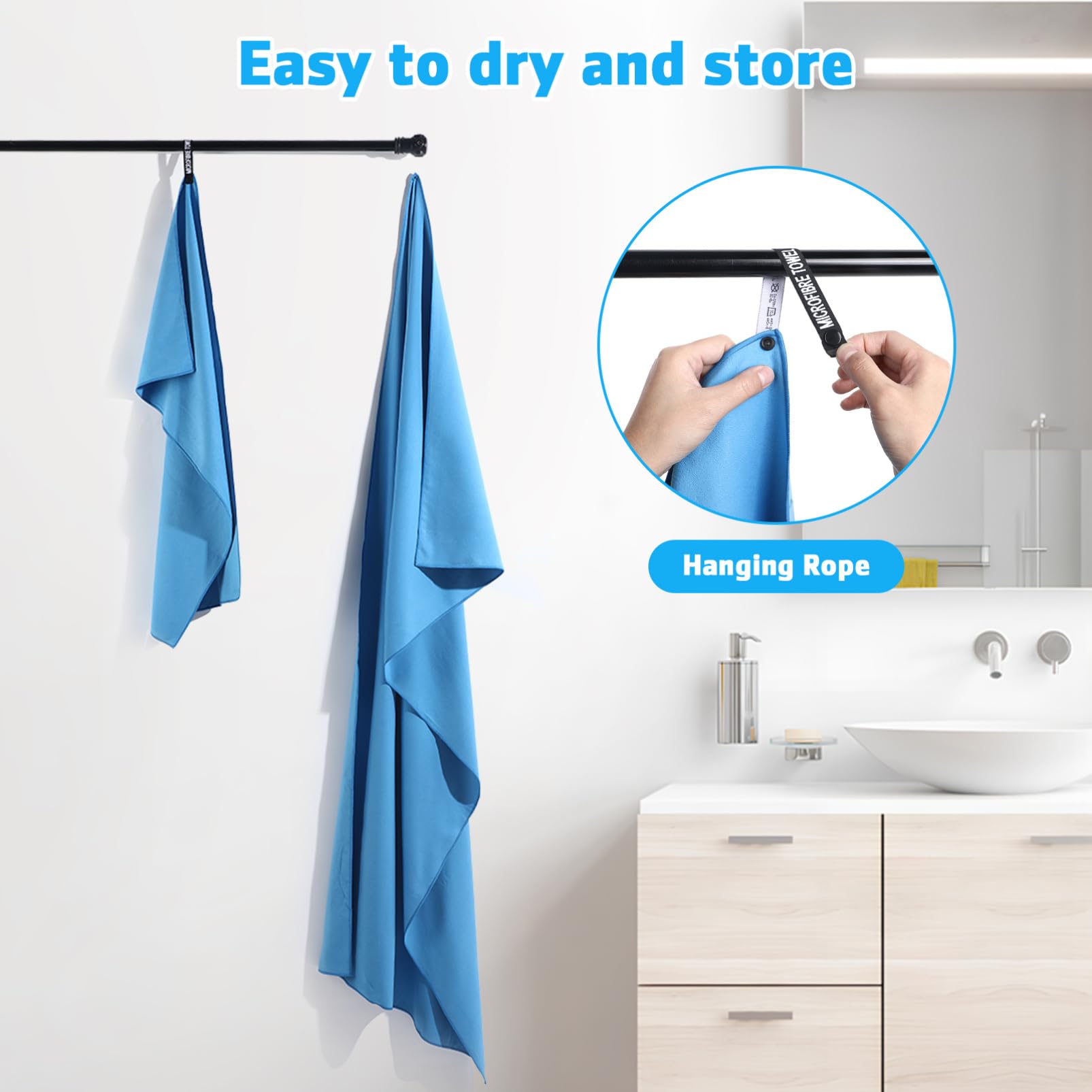 Toalla de Playa de Microfibra Secado Rápido y Absorbente, Viaje Baño