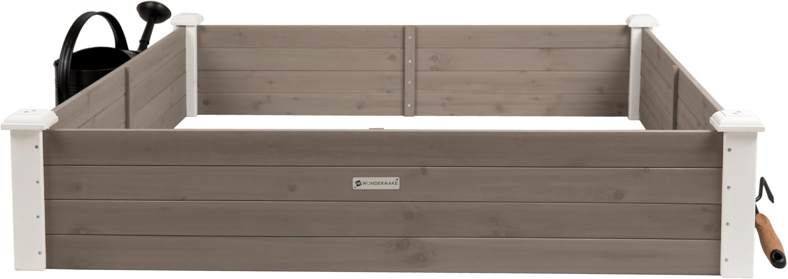 Grande bordo rialzato in legno per giardino e terrazza, kit per giardini fuori terra per aiuola per fiori XL quadrato, aiuola per erbe aromatiche, bordo basso decorativo, bianco grigio