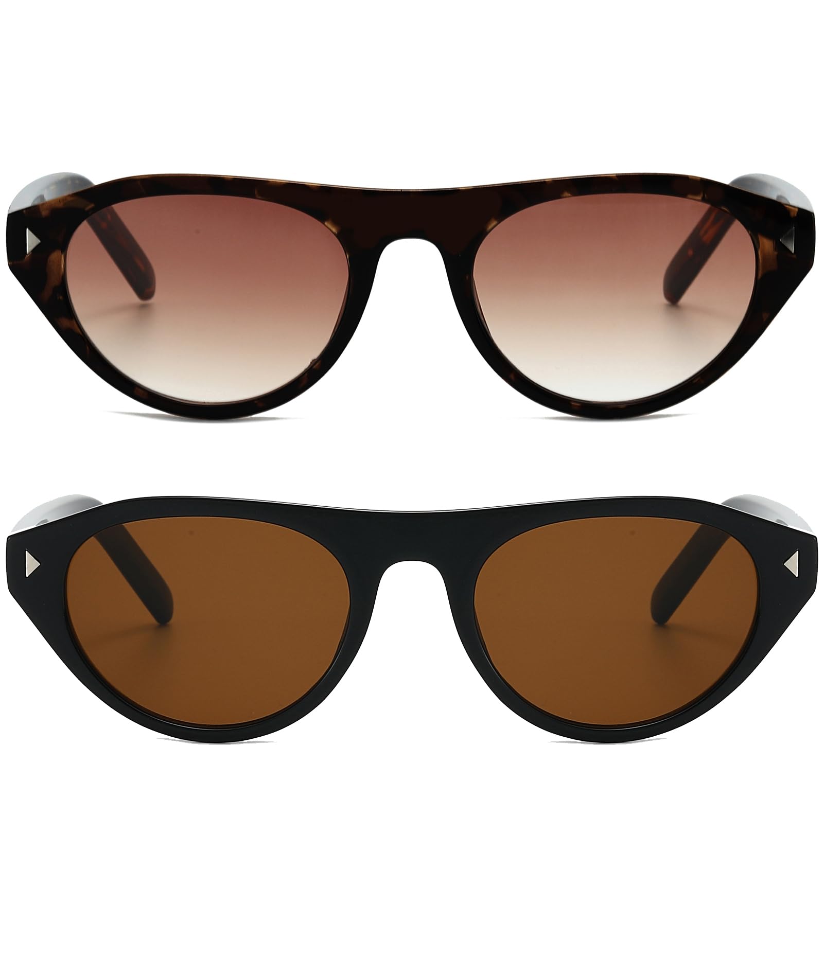 EYLRIM Occhiali da sole ovali in stile retrò con occhio di gatto, unisex, alla moda, con parte superiore piatta e sottile, protezione UV400