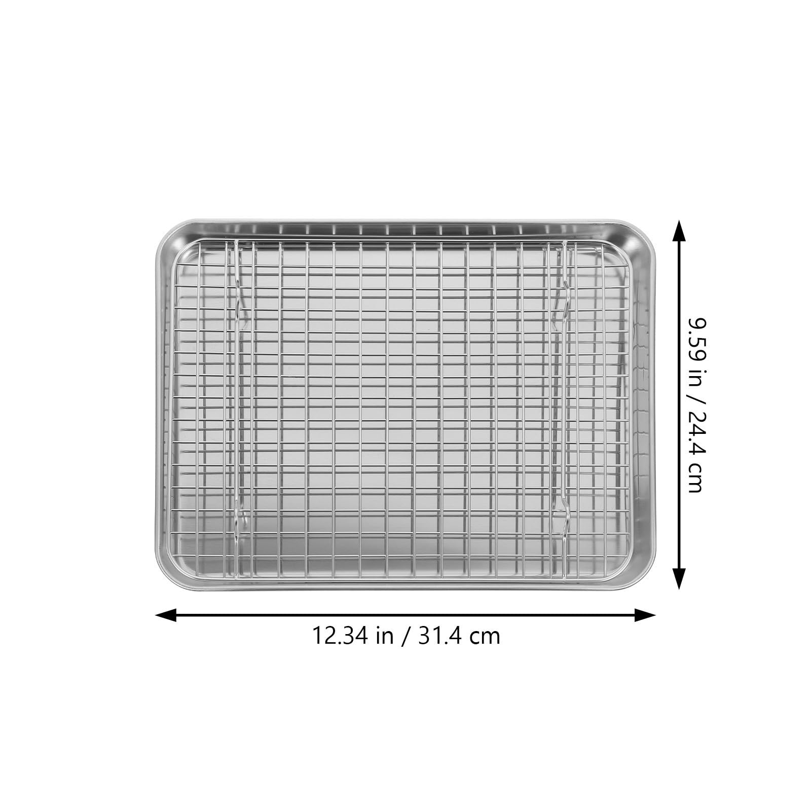 Lurrose Set 1 Teglia da Forno in Acciaio Inossidabile con Rete per Cottura e Raffreddamento, Dimensioni 31,5x24,5x2,5cm, per Forni Domestici e Barbecue