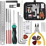 Kit de ferramentas para guitarra, conjunto 26 em 1 incluindo limas, chaves, medidores de corda, cortadores de corda, ferramentas para polimento e reparo de trastes