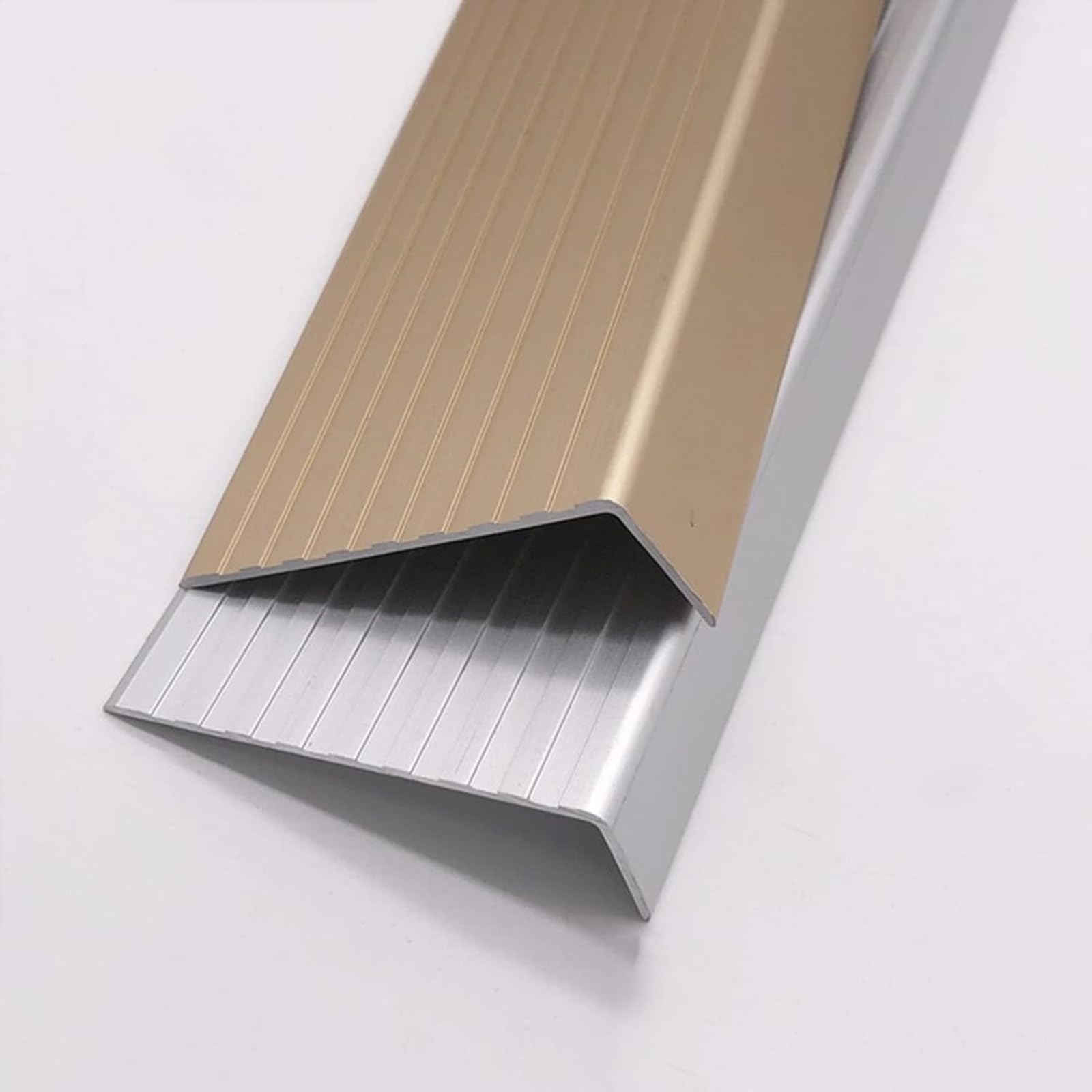 Perfil De Borde Para Escaleras De Aluminio, Protección De Borde De Escalera, W 75mm, Forma De L, Tiras Antideslizantes Para Peldaños(Rose gold,100cm)