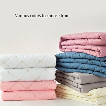 FCLDESHOP Deep Fitted Sheet,Solid Color Quilted Fitted Sheet, Bedroom Hotel Extra Deep Pocket Mattress Protector Mattress Topper,Blue,90 * 200cm+20cm