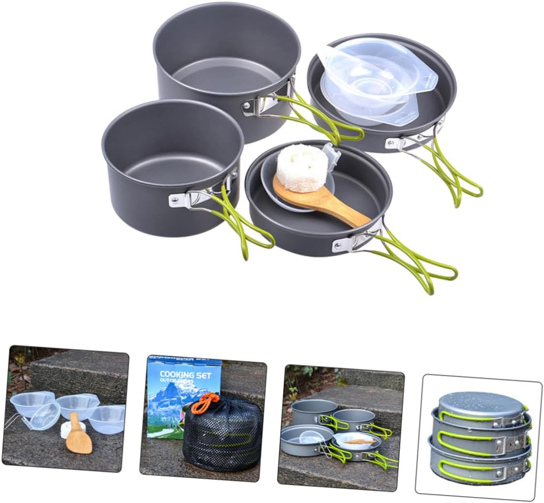 VICASKY Portable Camping Cookware Aluminum Pot Set Non-Stick Kit for BBQ Hiking