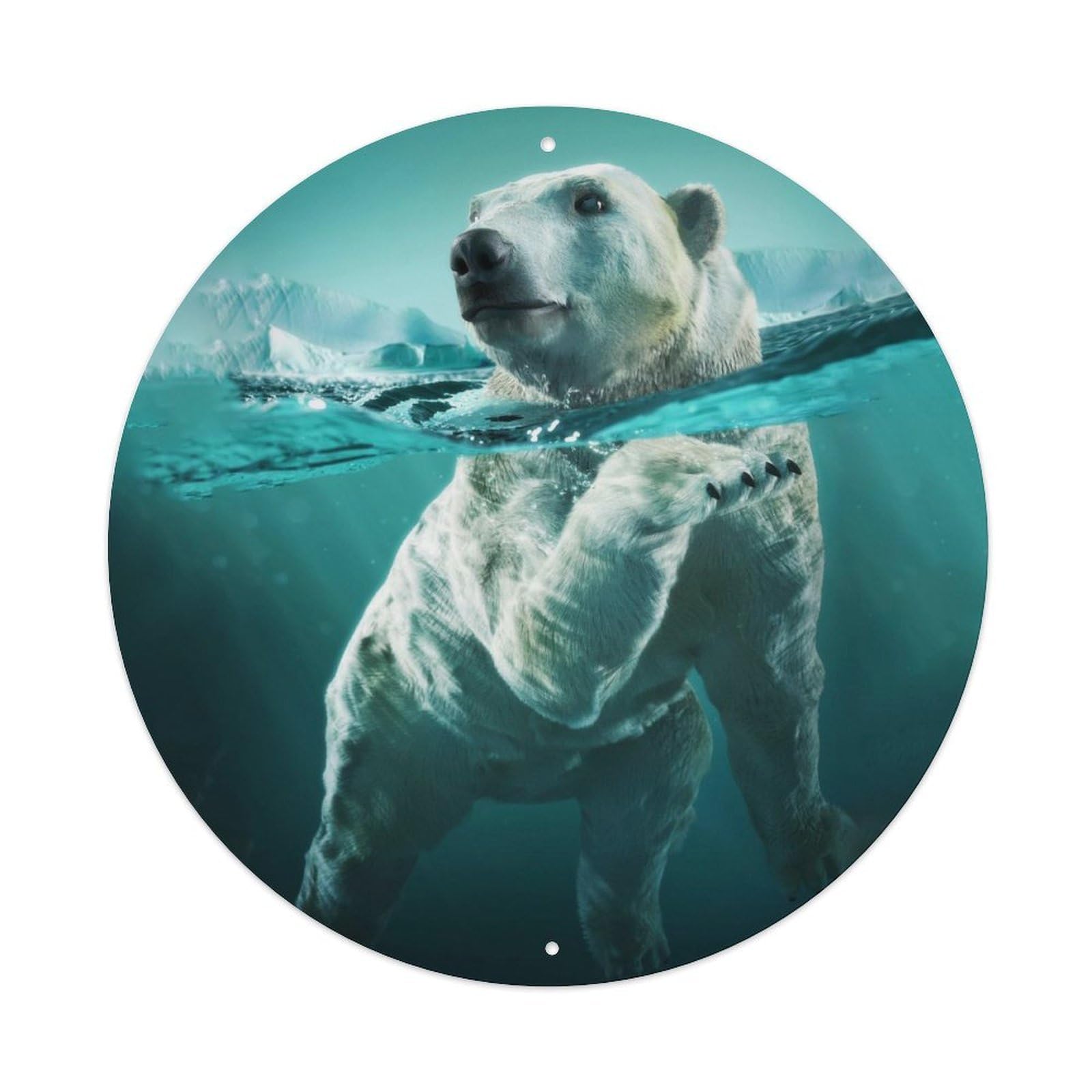 Arctic Animals Polar Bears in The Ocean Vintage Metal Tin Sign Plaque Wall Decor for Cafe, Club Bar, Office, Garden Metal Poster 8x8Inch