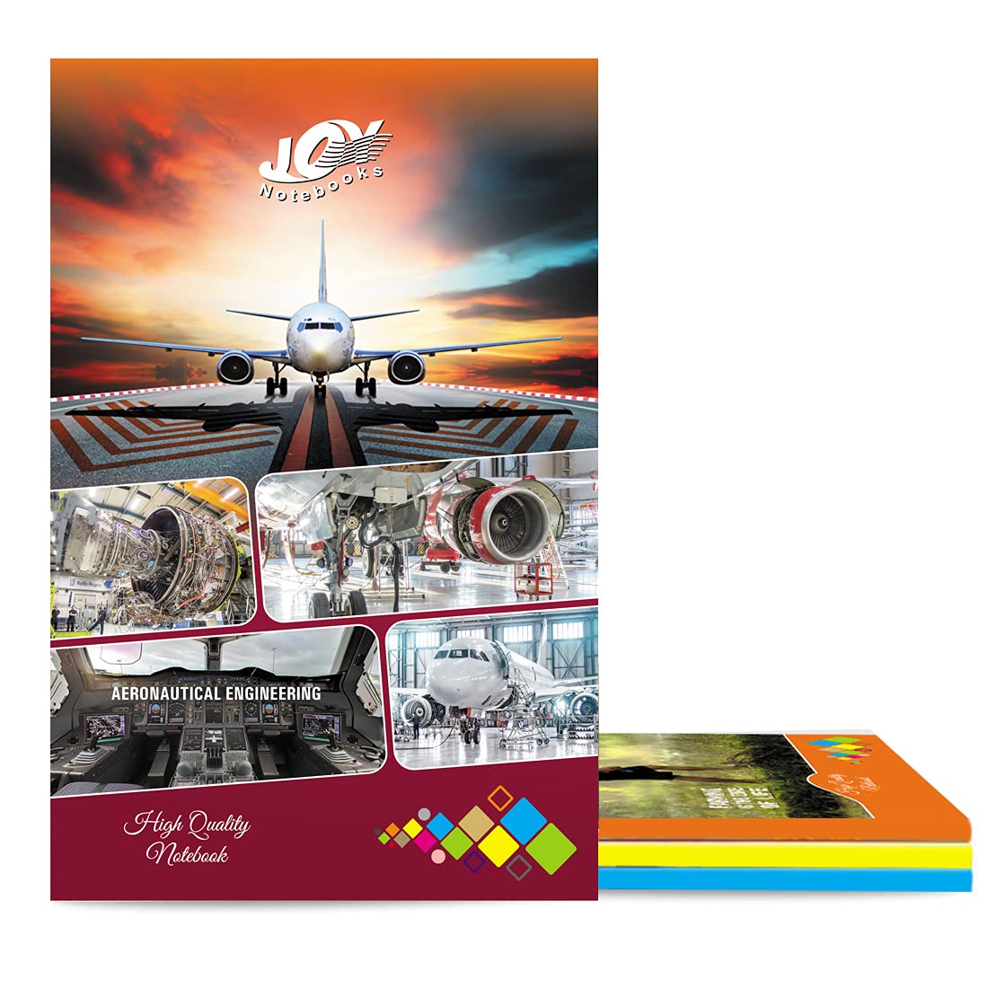 Joy Notebook | UNRULED | Premium | Long Size | 240 pages | Pack of 3