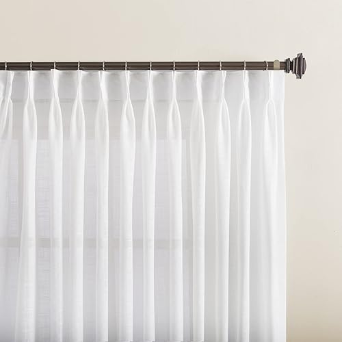 LANTIME Cortinas traslúcidas de 96 pulgadas de largo, paneles de cortinas semipresadas blancas para ventana, 52 pulgadas de ancho x 96 pulgadas de