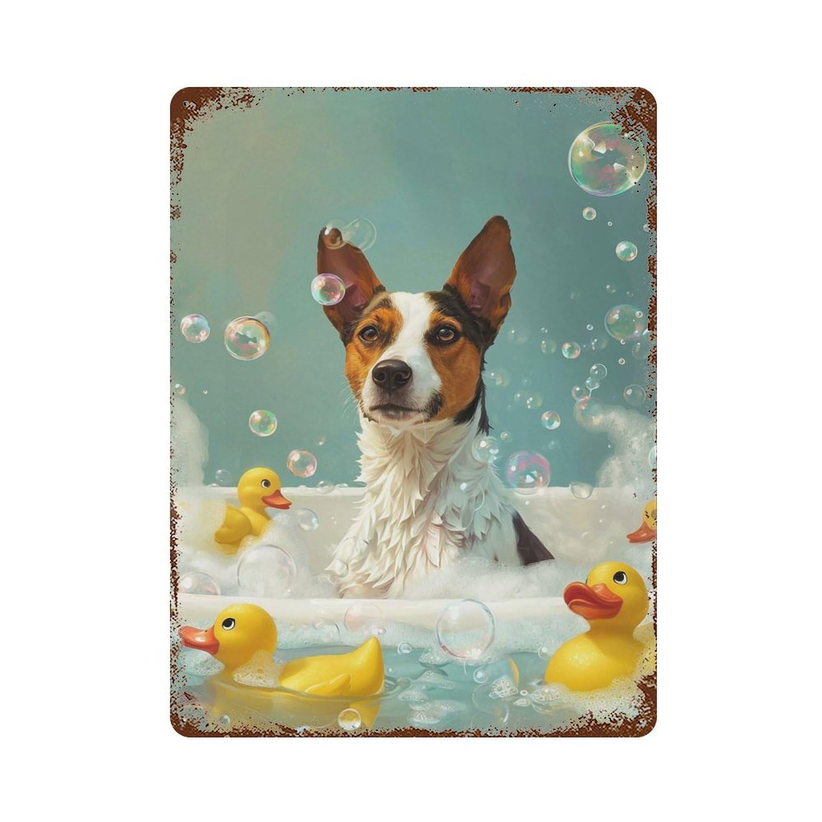 Vintage Rust Metal Sign with Basenji Dog Design 15.7"x11.8", for Shed, Workshop And Garage Wall Decor, Classic Wall Plaque