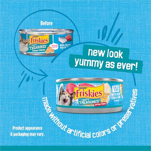 Purina Friskies Tasty Treasures with Cheese Nassfutter für Katzen, 14 ml, 24 Stück Dosen, (24) 5.5 oz. Cans, Ocean Fish, Tuna & Cheese – Ansicht 2