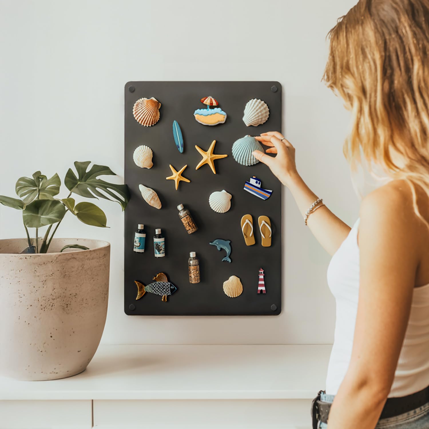 Magnetische Tafel aus Metall 40x60 cm Wandtafel Schwarz Rechteckig Zuhause, Küche und Büro Wanddekoration Magnettafel zum Aufhängen für Wand Rahmenlos für Magnete und Fotos