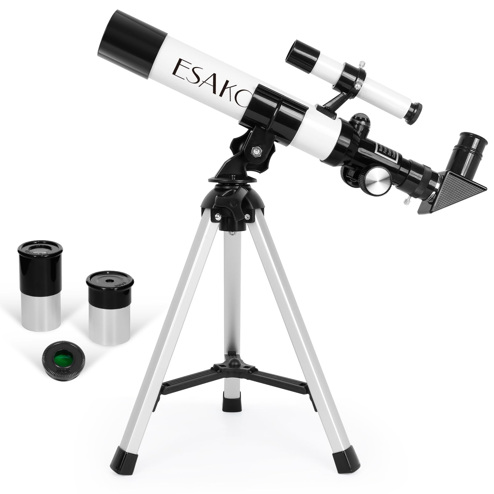 ESAKO Telescope for Kids, 100x Magnification, Kids Telescope with Two Eyepieces, Finder Scope, Tabletop Tripod Educational Gift