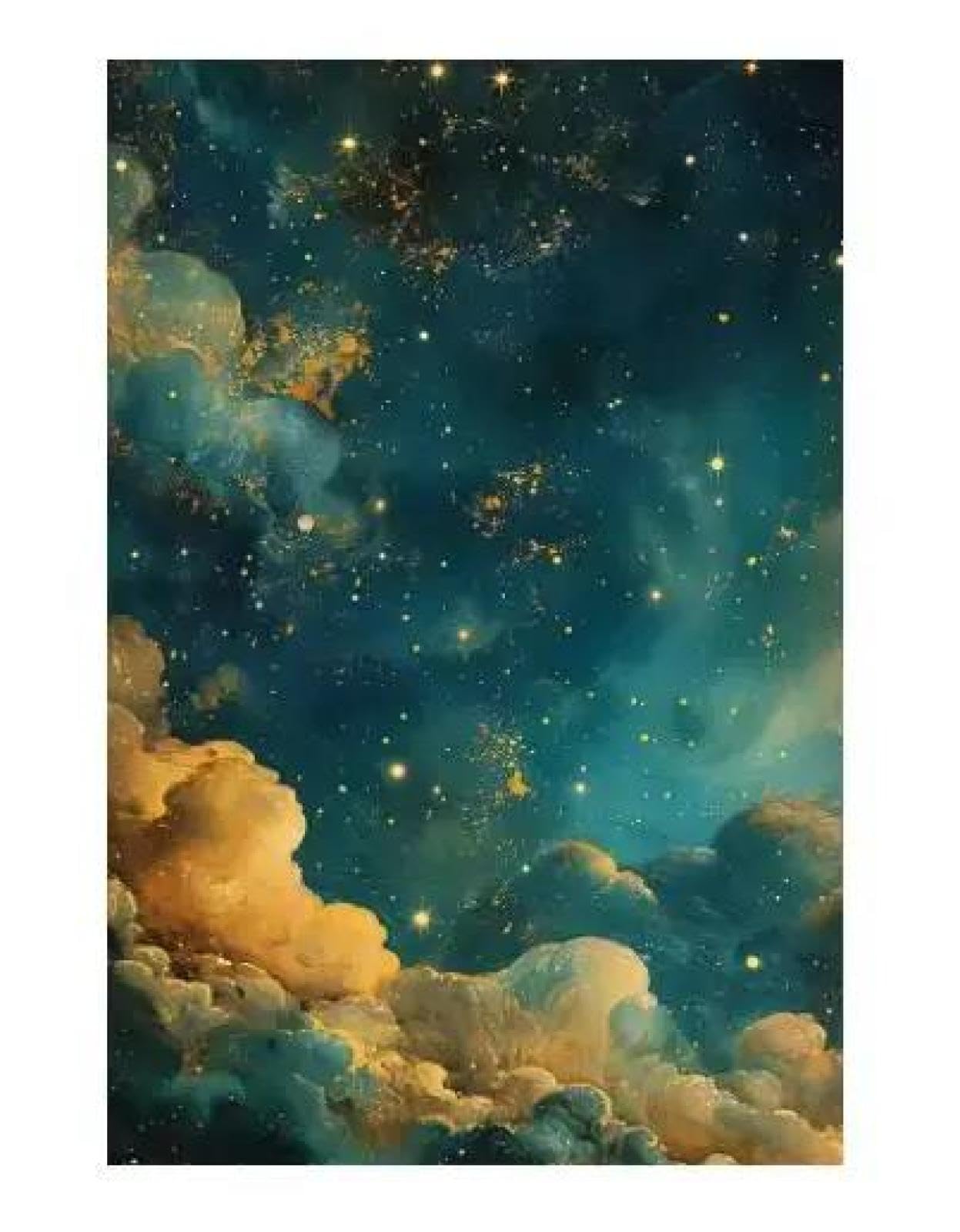 Yocheng Fantasy Artwork Room Decor Celestial Night Court Starry Village Skyline Printable Poster Night Moon Star Wall Art Poster 30x40cm No Frame