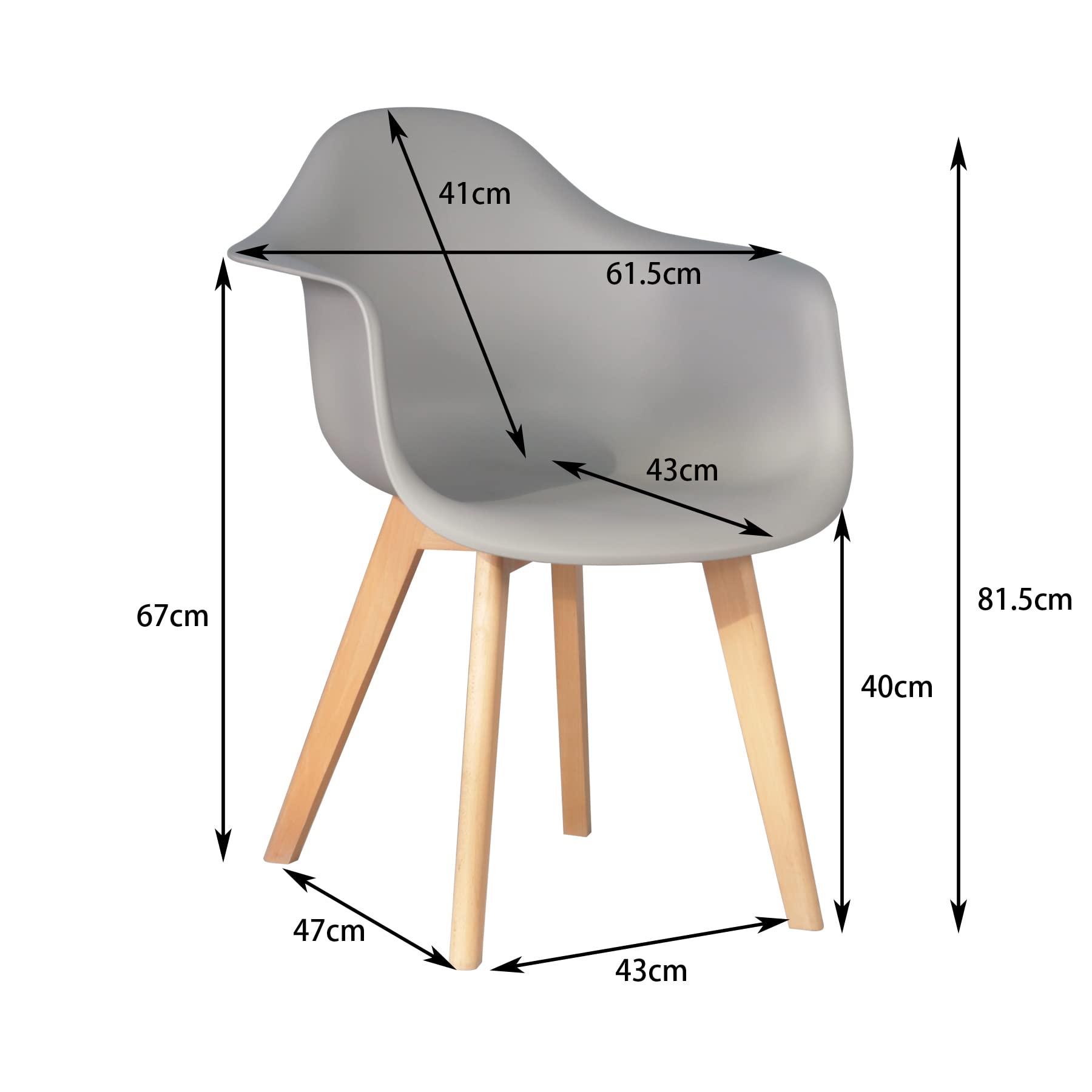 Pack de 6 Sillón Tower Silla de Comedor Silla Escandinava, Pata Madera de Haya, Estilo Nórdico (Blanco+Negro+Gris)