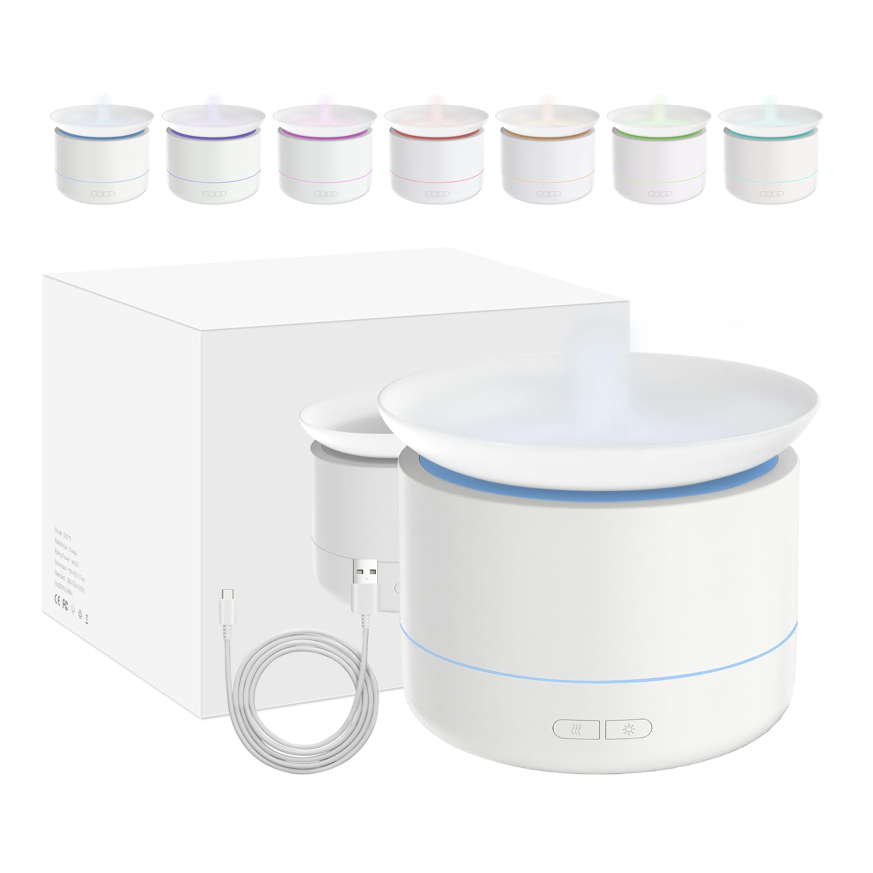 Difusores de aceite esencial, difusor de aromaterapia de 200 ml con apagado automático, humidificador de niebla fría con 2 modos de niebla dinámica, difusor pequeño con 7 luces de color para el hogar,