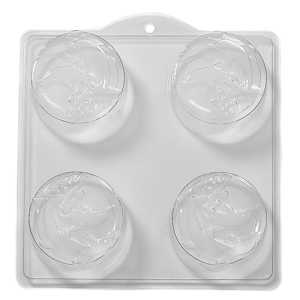 Moule savon et bombe de bain dauphins 4 cavités thermoformé L30x10