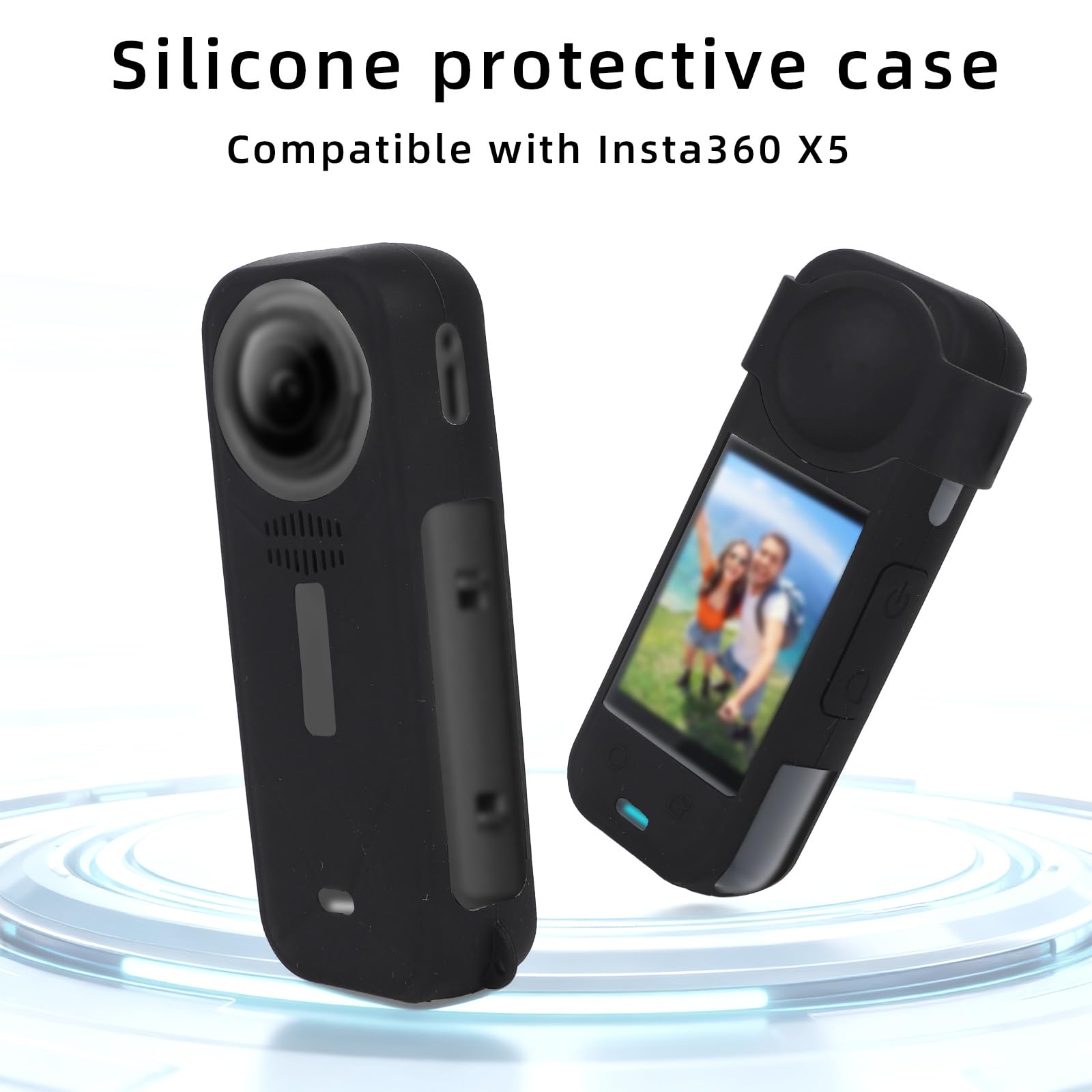 2 Szt. Etui Silikonowe do Insta 360 x5, Precyzyjne Dopasowanie Etui Ochronne Silikonowe z 2 Paskami Niezbędne Akcesoria do Korpusu Aparatu i Osłony Obiektywu Prezent dla Entuzjastów Fotografii