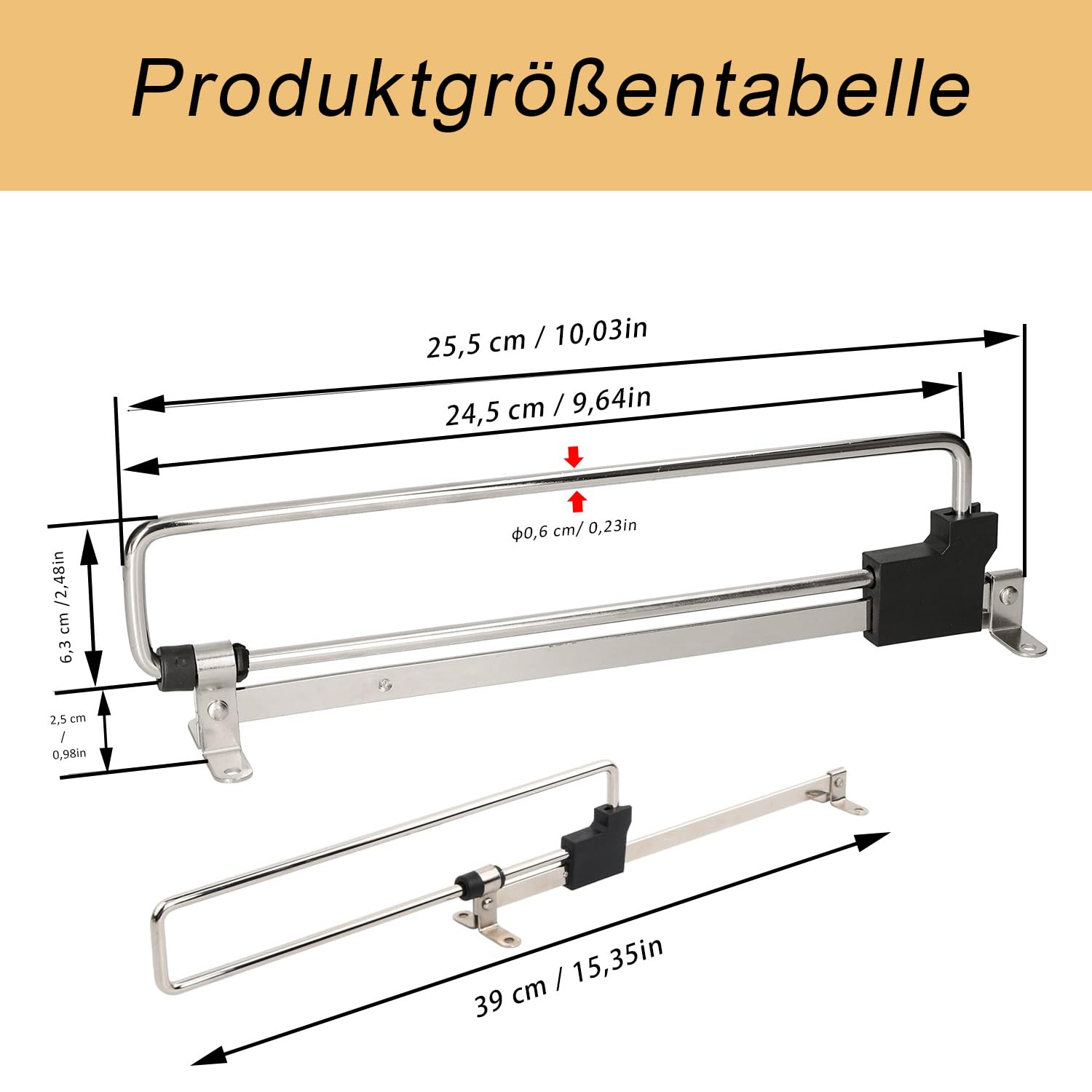 Ausziehbare Kleiderstange 25cm - Edelstahl Für Schränke