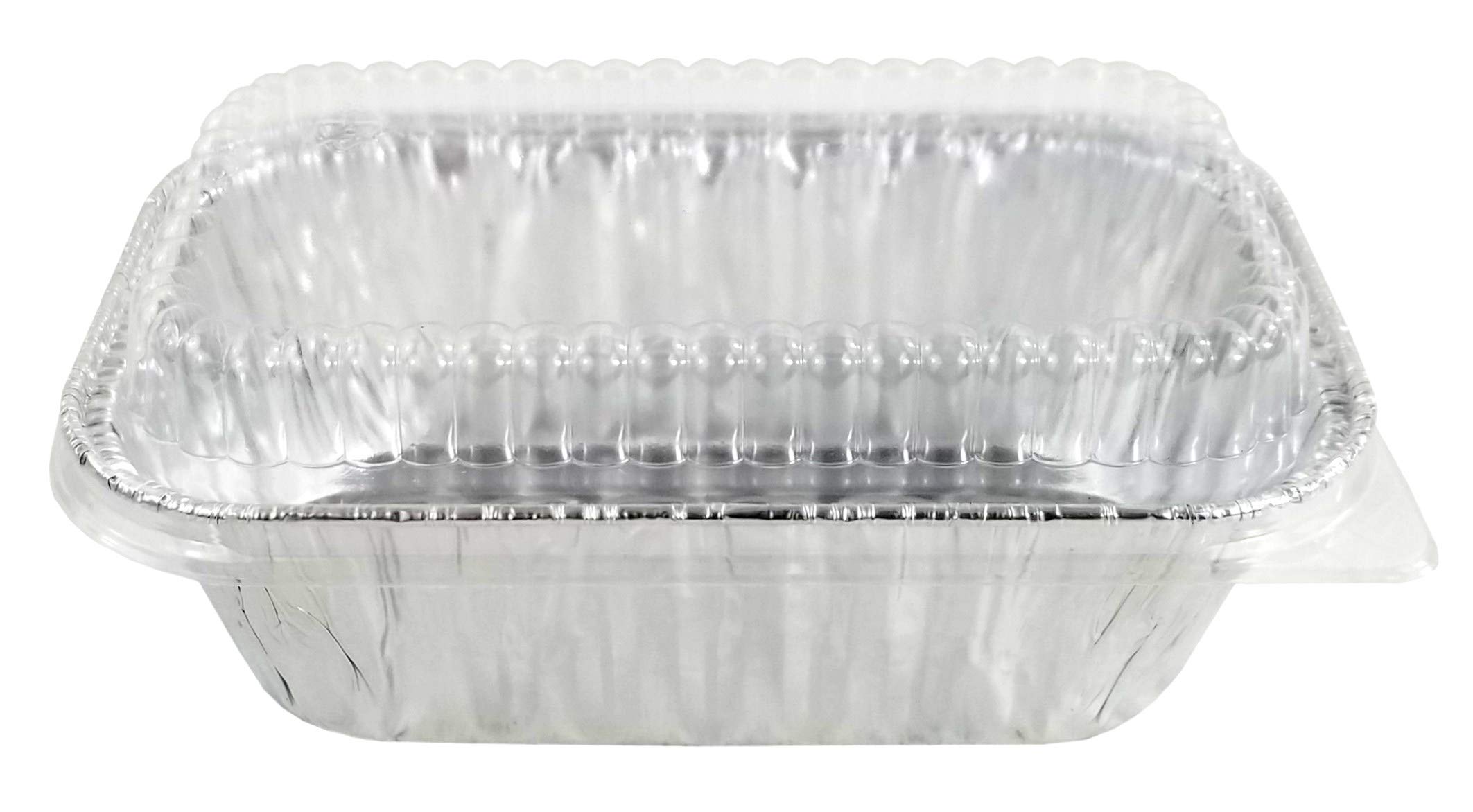 PACTOGO Mini moldes desechables de papel de aluminio con tapas transparentes de cúpula baja (paquete de 100 juegos)