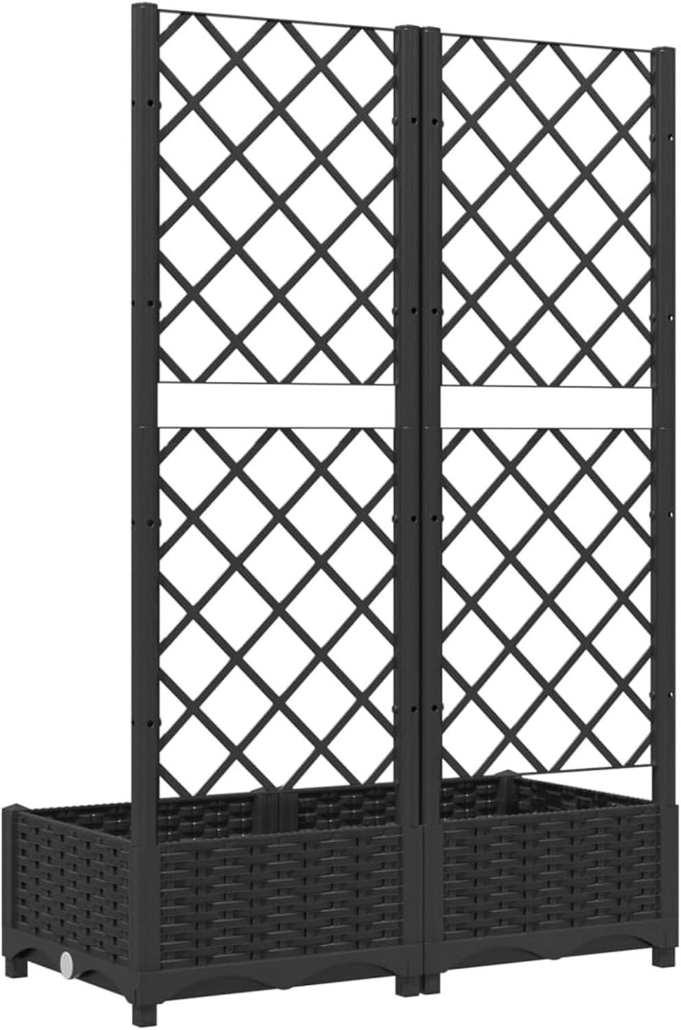 Garden Planter with Trellis, Raised Bed PP Raised Garden Bed Planter Box for Vine Climbing Plants, Weather-Resistant Trough Grow Box Flower Pot, Black 80x40x121.5 cm