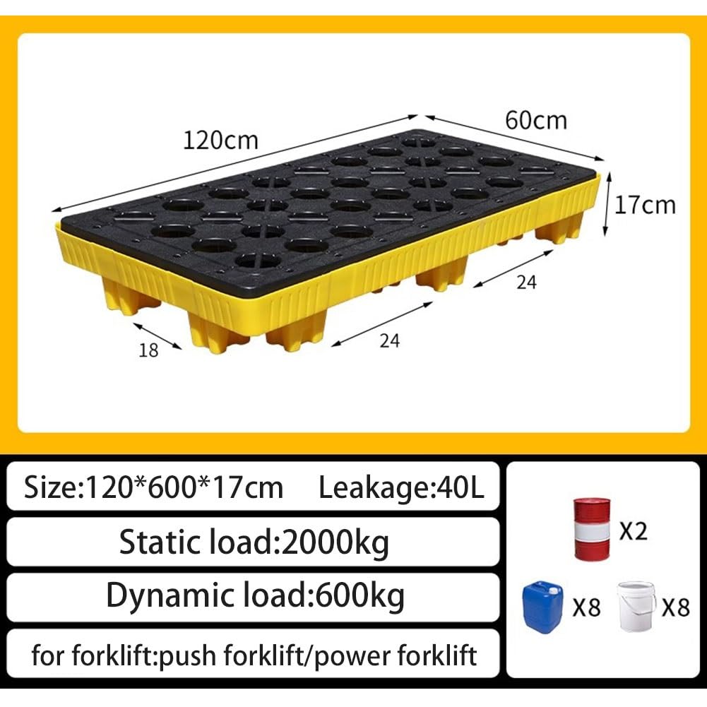 Modulare Auslauf-Containment-Plattform, auslaufsichere Ölwanne für Trommeln, industrielle Kunststoffpalette für Labor und Garage, 49 x 36 x 10 cm