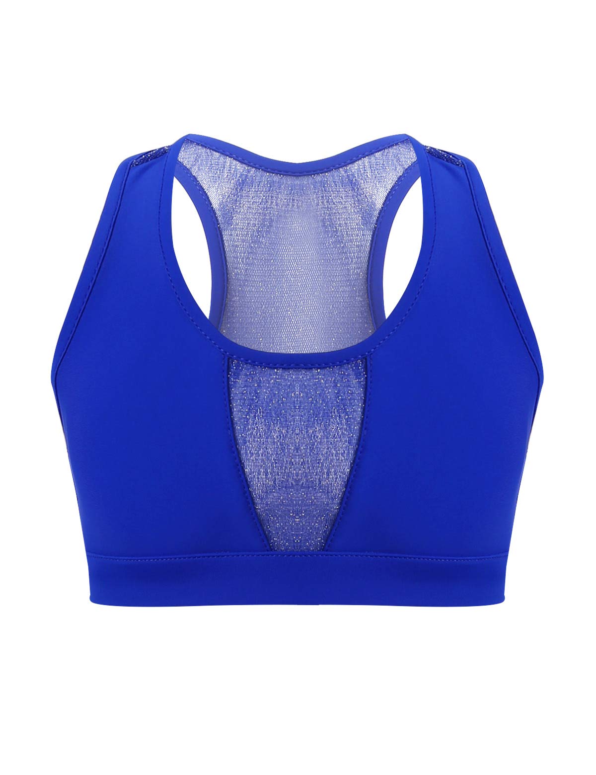 iiniimKids Big Girls Shiny Mesh Splice Racer Back Bra Crop Tank Top for Gym Running Cycling Yoga Sports Outfit