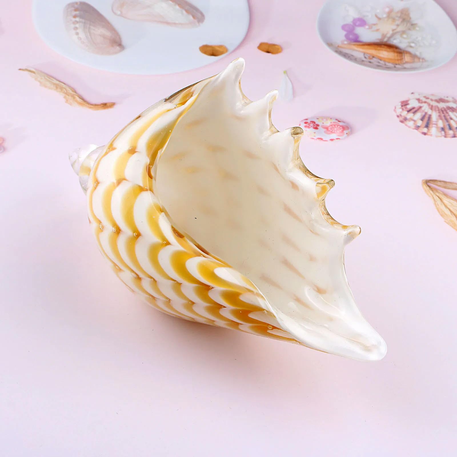Muscheln, Glas Muscheln Gelb Kunst Hand Geblasen Figurine Home Dekoration Ornament