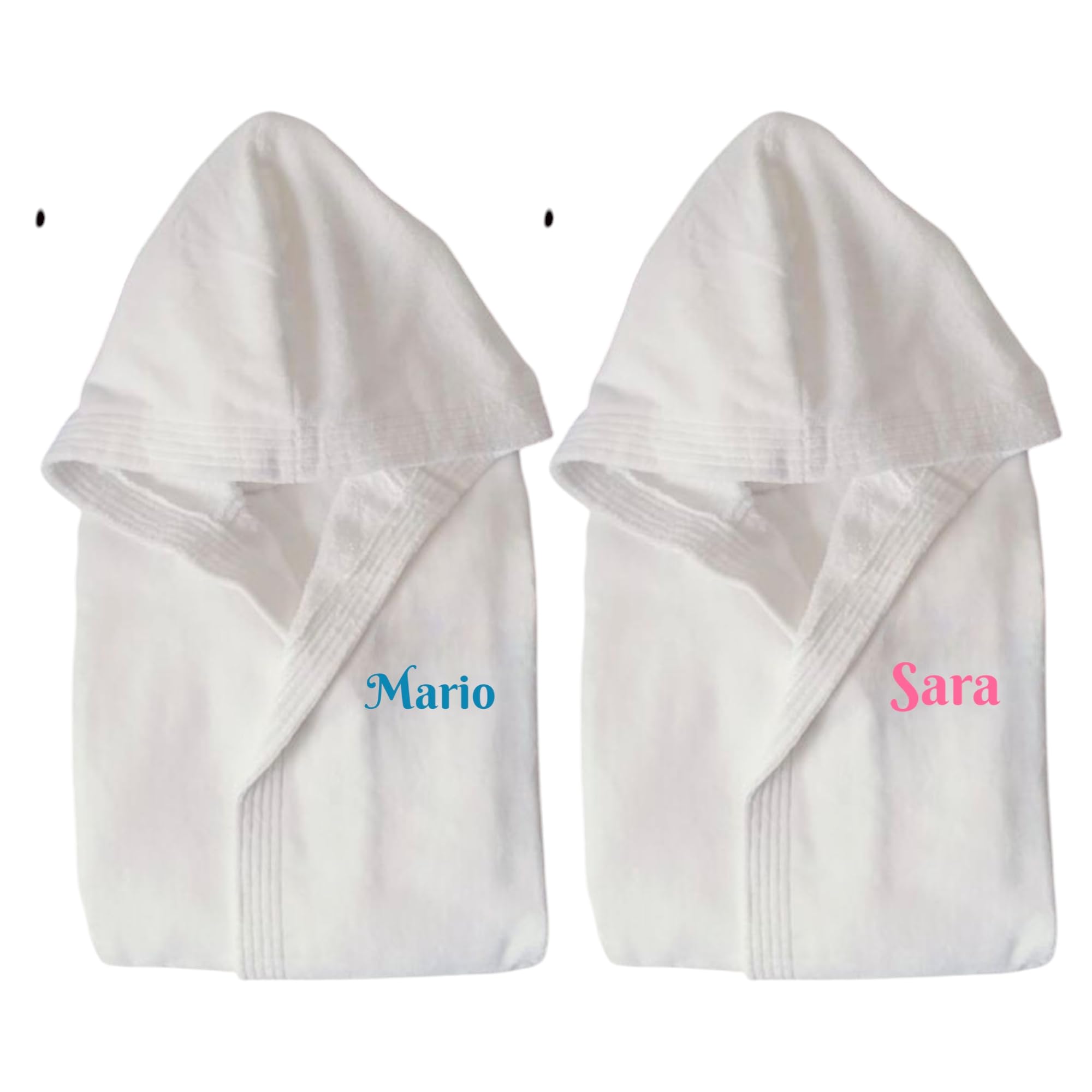 Coppia Accappatoi personalizzati con nome ricamato. Accappatoi in spugna 100% cotone, morbidi, super assorbenti