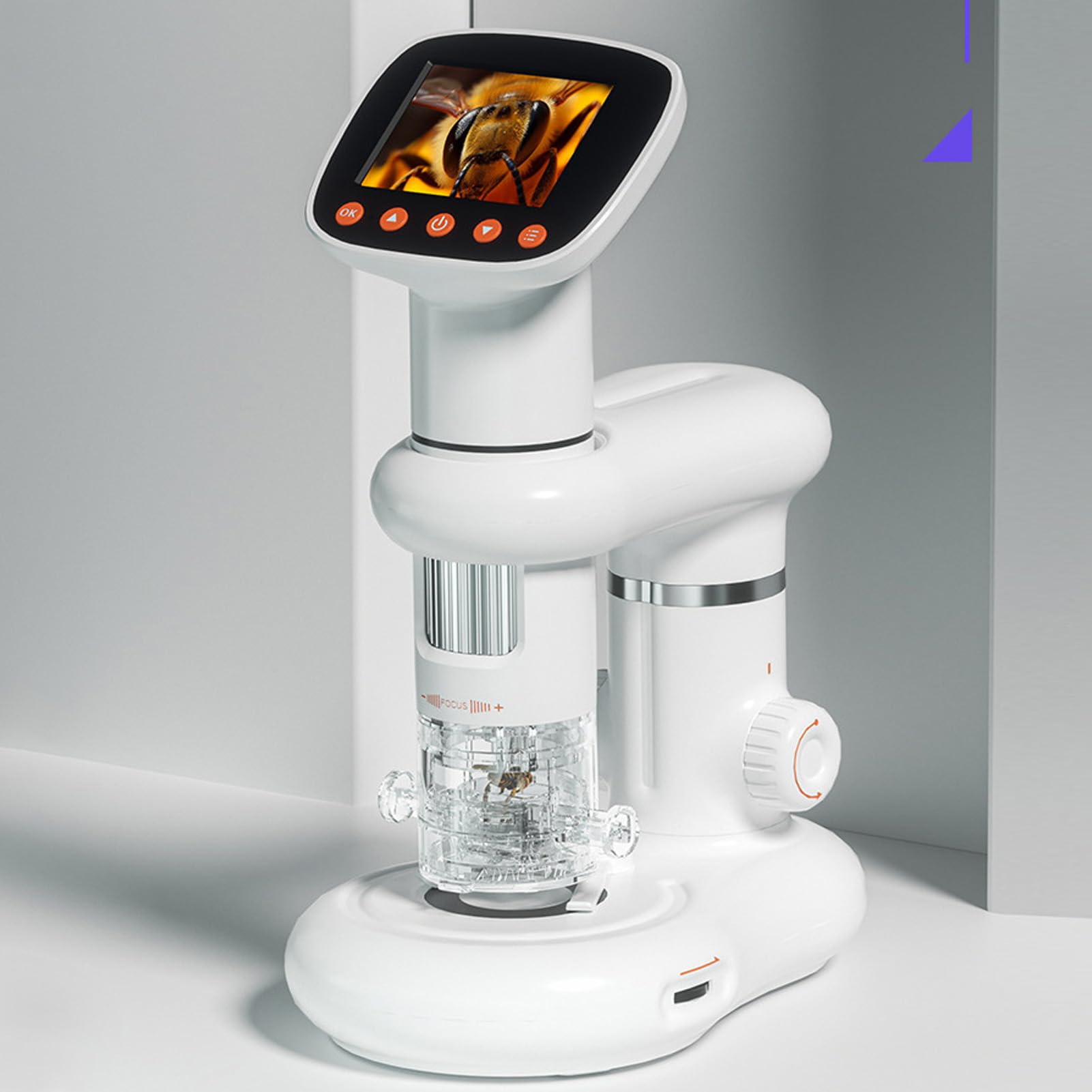 Microscopio Digital de Mano para Niños, Microscopio Digital Infantil Portátil 2.0in IPS HD 50x1000X Aumento, Sala de Observación Pequeña, Microscopios