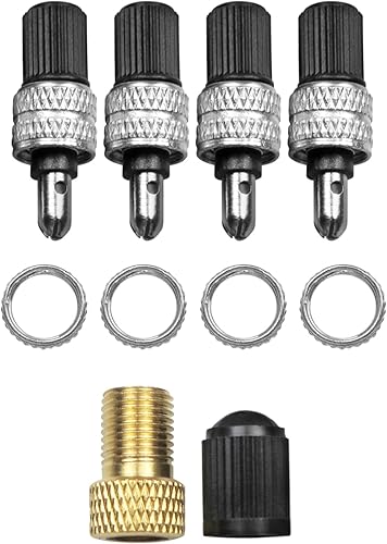 Miniatura 6 de Kit de reparación de válvulas de bicicleta de 20 piezas, válvula Dunlop, insertos de válvula de repuesto con sellos, tuercas y tapas de válvula +