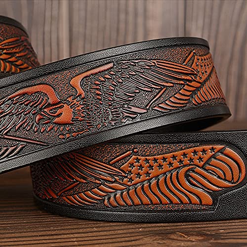 Men's Leather Belt Trimming Casual Pin Buckle Belt Men's Pants Cowhide (Color : Brown, Size : 125cm) (Brown 110cm)4