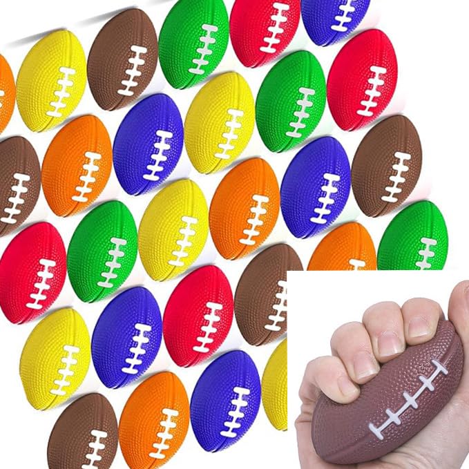 48 Pièces Mini Ballon de Football américain en Mousse 5.5cm Balles Anti-Stress Rugby 6 Couleurs