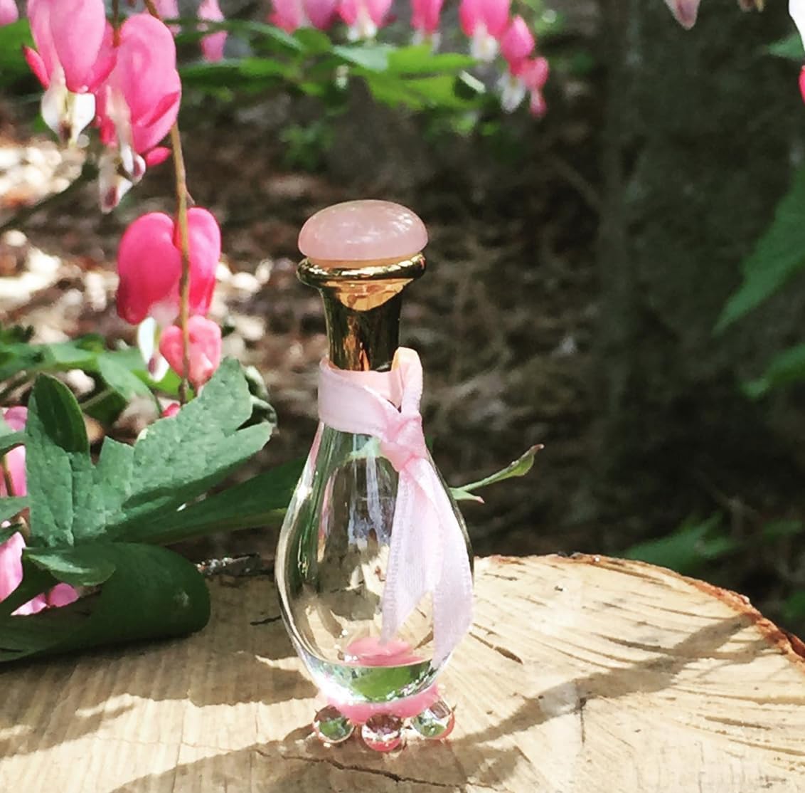 - Pink Ribbon Tear Bottle With Glass Tray #4085-7017