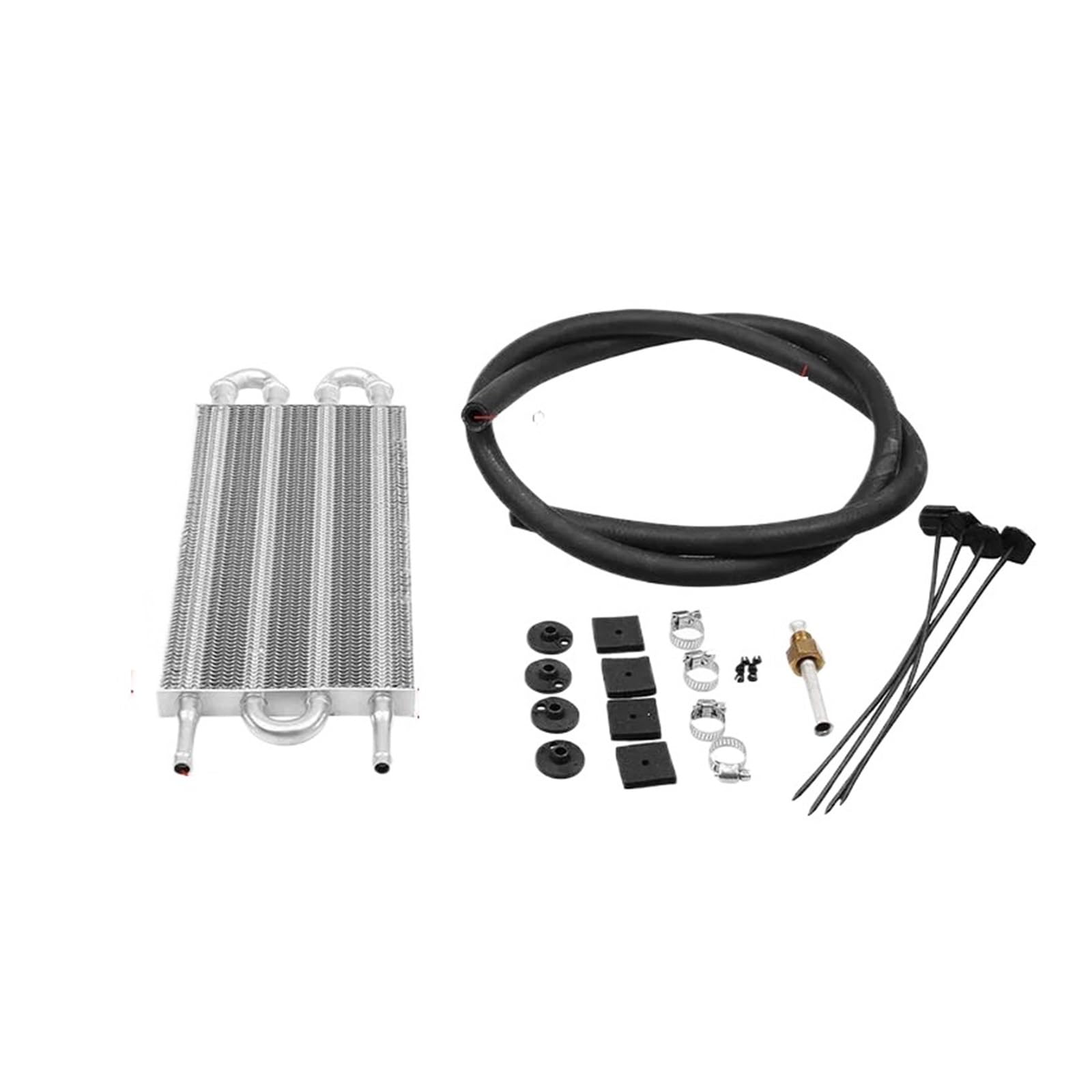 10 Rzędów 8 Rzędów 6 Rzędów 4 Rzędów 2 Rzędów Aluminiowa Chłodnica Oleju Do Zdalnej Skrzyni Biegów/Zestaw Konwertera Chłodnicy Z Automatyczną Ręczną Przekładnią(6 Row Silver)