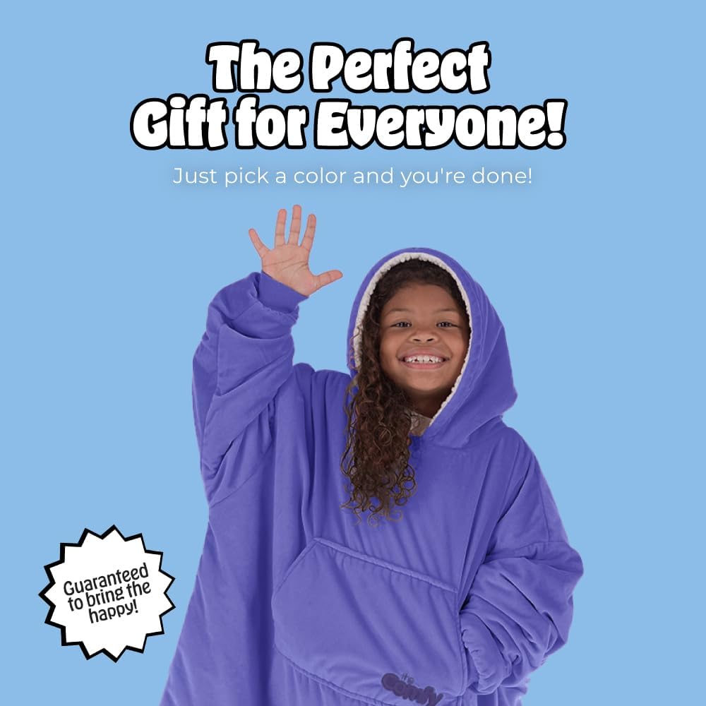 THE COMFY Original Jr for Kids | Oversized Sherpa Fleece Wearable Blanket with Hood & Pocket | Seen on Shark Tank - Image 8