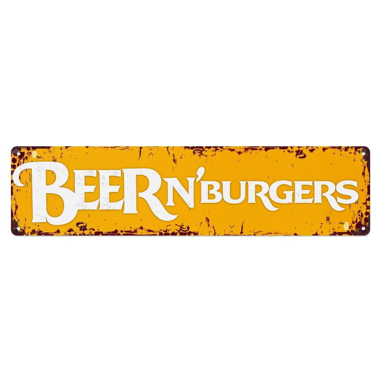 Jdyaojiesheng Vintage Beer N Burgers Sign Pattern Tin Sign Retro Metal Wall Decor Metal Poster, Home Bar Garage Farmhouse Cafe Wall Art Decoration 4X16inch