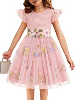 Toddler Girl Tulle Dress Summer Ruffle Sleeveless Twirl Toddler Dresses for Wedding Birthday Party Easter Casual
