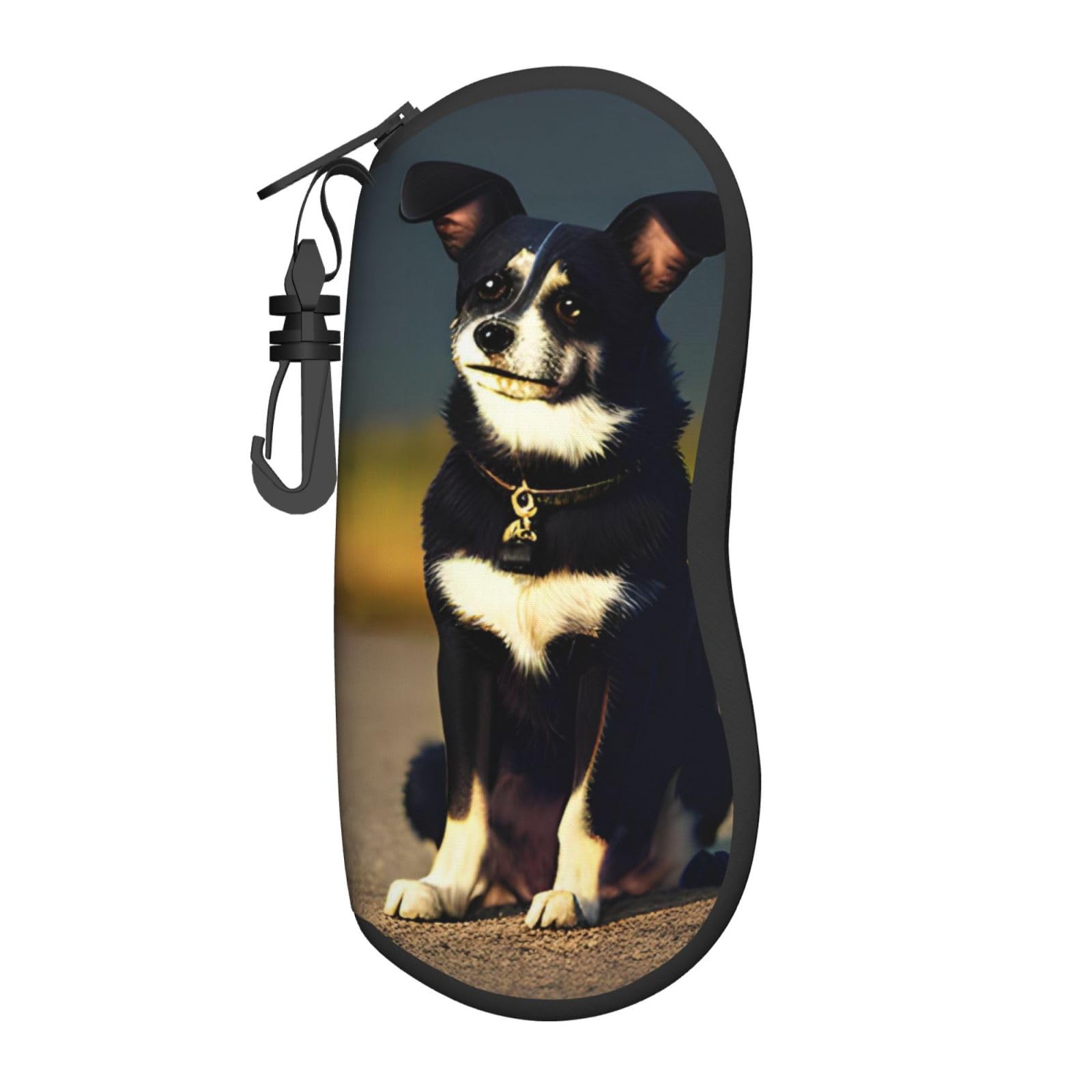 GerRit Dog Under Moonglasses Case, Lightweight,*# Easy To Carry, Sunglasses Case With Zipper Hook, Suitable For Most People