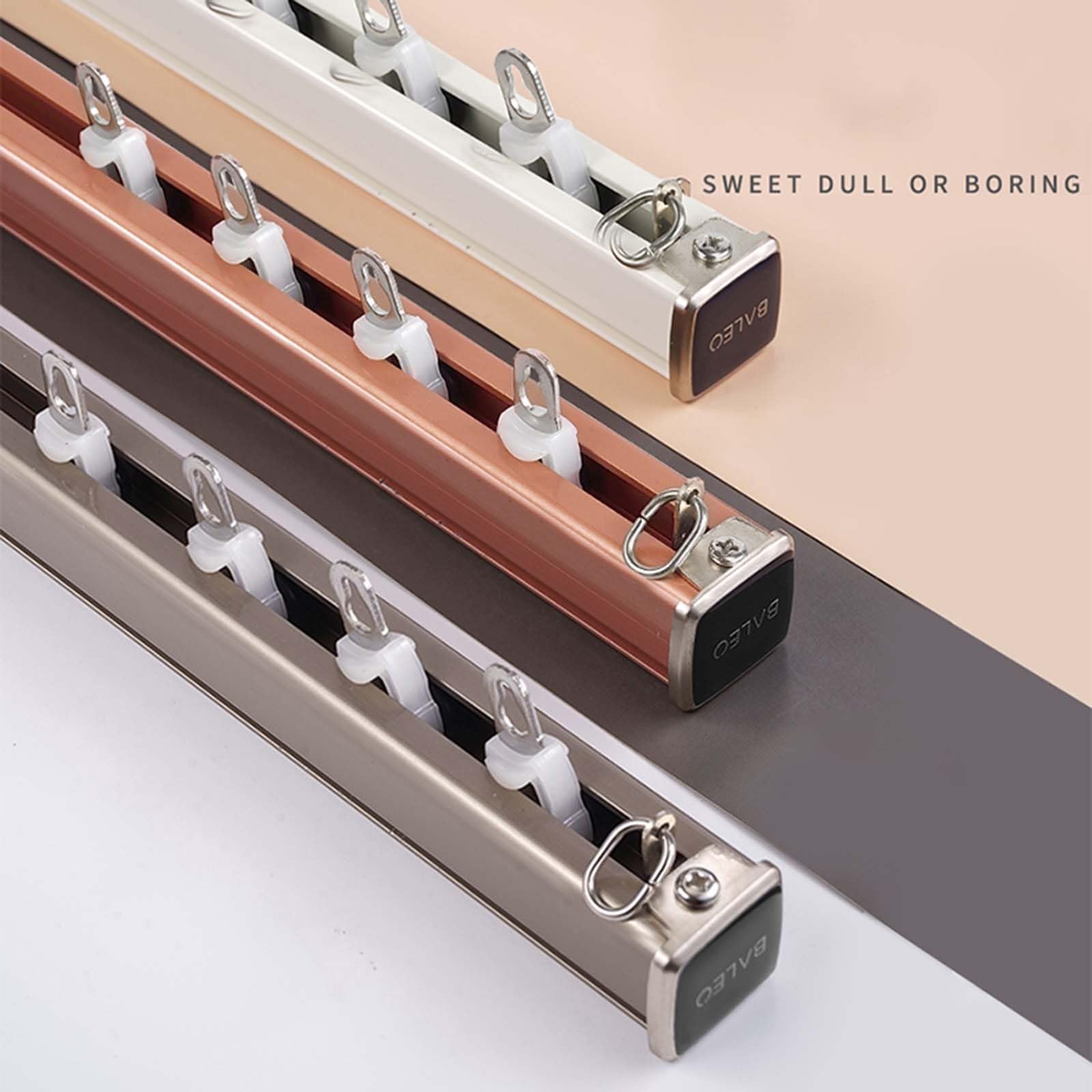 de rail de rideau, rail de rideau mural en métal, rails et raccords de rideau en or rose champagne, long 1 2 3 4 5 6 7 système de rail de rideau de 8 m pour rideau lourd (couleur : blanc, (blanc 1 m)