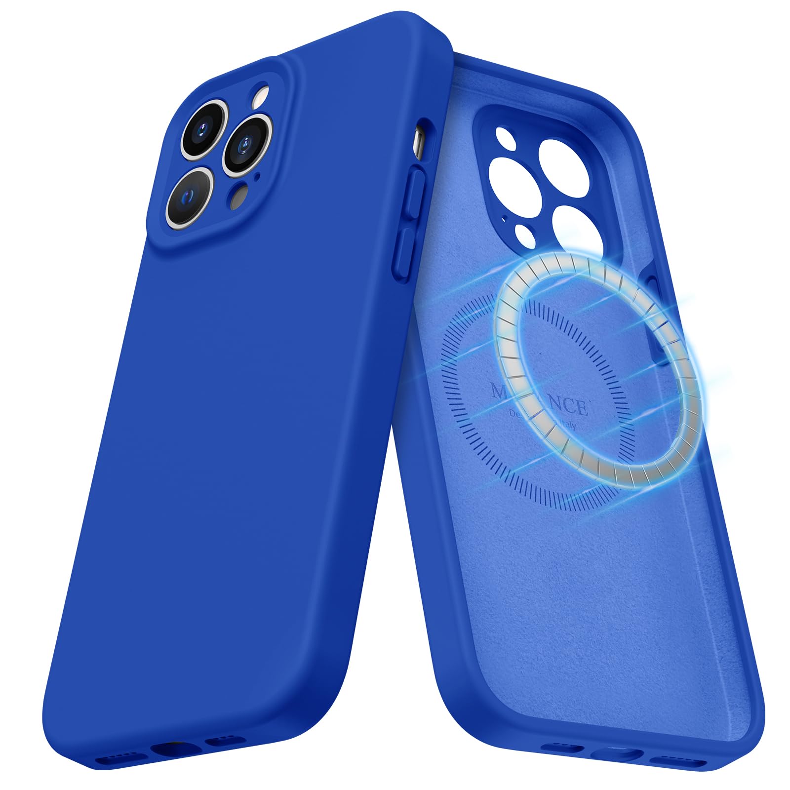 MCFANCE Silicone Magnetic for iPhone 13 Pro Max Case | Compatible with MagSafe, Full Camera & Shock Protection | Klein Blue (6.7 inch 2021)