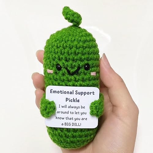 Miniatura 5 de Apoyo emocional Pepino en escabeche hecho a mano, soporte emocional en escabeche, lindo punto de ganchillo, berenjena positiva, regalo para niños y