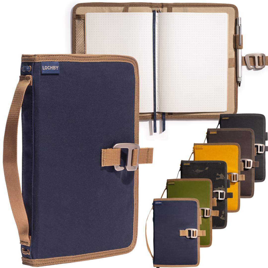 LOCHBY® Field Journal | Planner Cover | Water Resistant Waxed Canvas | Pen Loop | Included Tomoe River Notebook | Perfect for Travel, Art, Bullet Journal