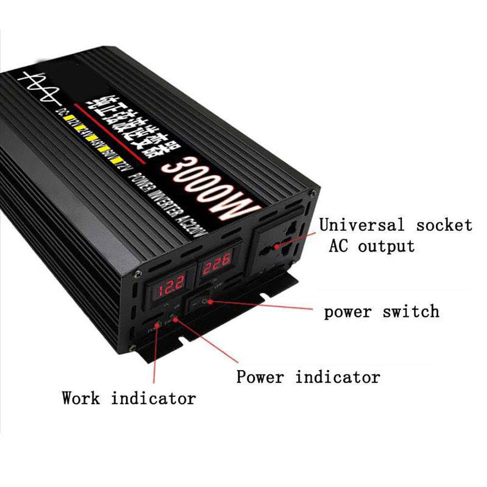 Przetwornica Czystej Fali Sinusoidalnej (1600 W/2000 W/3000 W/4000 W), Dc (12/24/48/60 V) Na 220 V Ac, PodwóJny WyśWietlacz Cyfrowy Falownik Solarny, 8 Zabezpieczeń, WyjąTkowo Cichy,2000W-48V