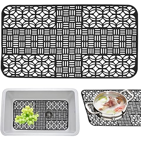 Yatoiasu Silicone Kitchen Sink Mat, Sink Protector Grid Accessory, Grid Sink Protector for Bottom of Farmhouse with Raised, Freely Cut 26 * 14in Cover